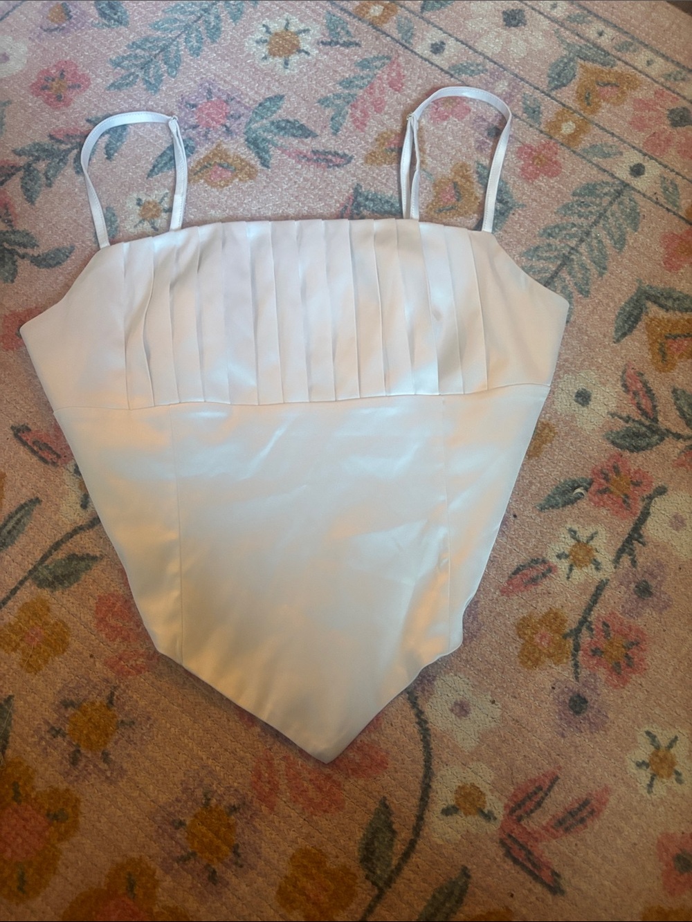 Princess Polly White Pleated Bust Tank Top